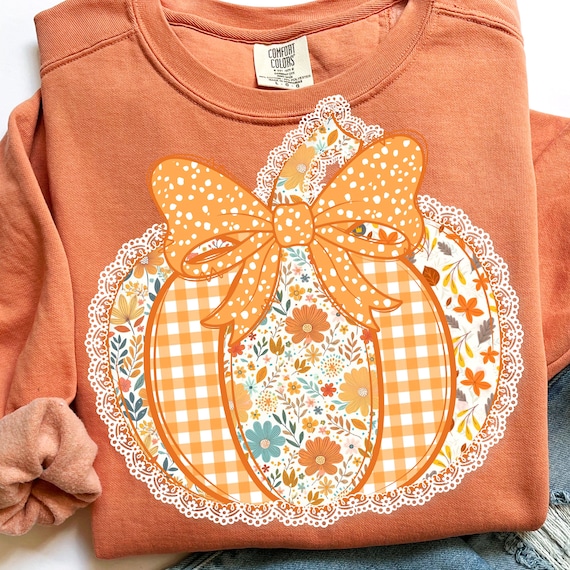 Preppy Floral Fall Pumpkin png, Pumpkin Lace png, Trendy Fall png, Autumn png, Coquette Fall png, Pumpkin Spice Png, Tis The Season