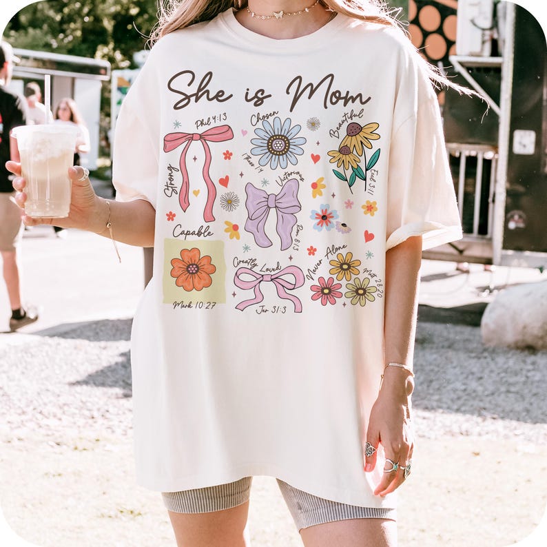 She is Mom Png, Christian Mama Png, Boho Floral Mama Png, Retro Mama Png, Bible Verses Png, Wildflower Mama Png, Mother’s Day Gift Png