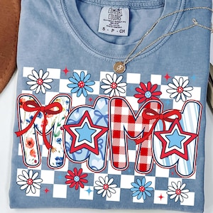 Coquette Floral American Mama Checkered Png, Preppy America Floral Png, USA , 4th Of July Stars Stripe, Girly America Coquette,Patriotic Png