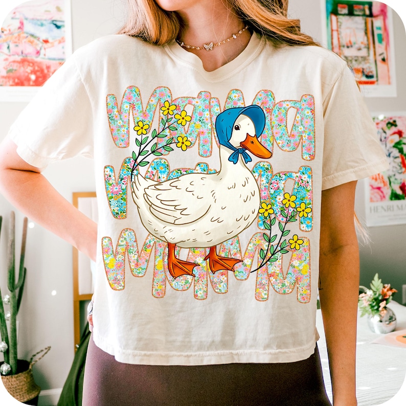 Floral Mama Goose Png, Mama Goose Png, Girly Png, Goose Png, Mother's Day Png, Floral Mama Png, Duck Png, Goose Lover Sublimation