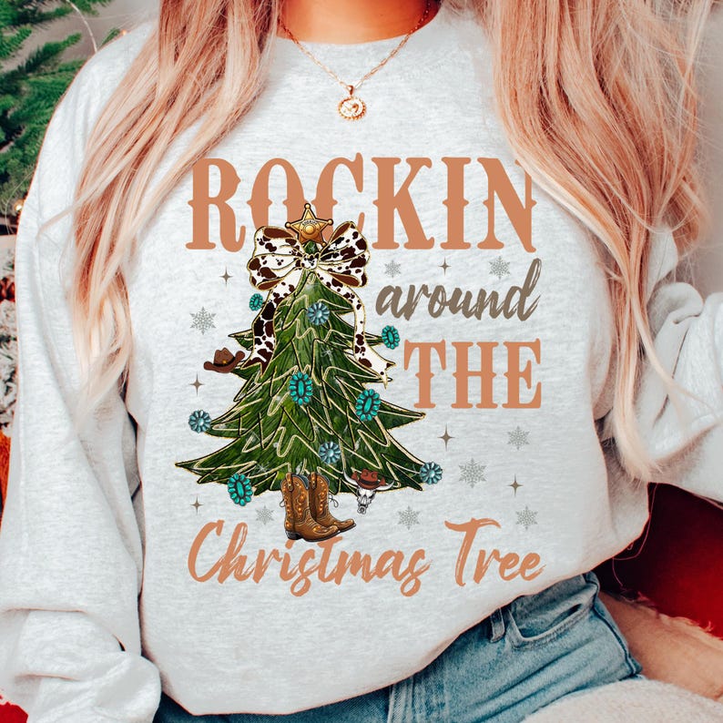 Rockin Around the Christmas Tree Png, Coquette Turquoise Christmas Tree