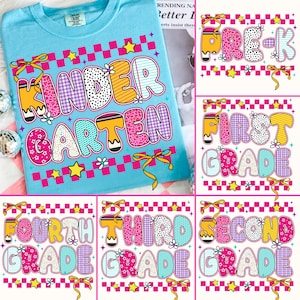 Preppy Back to School Floral Bundle, First Day Of School, School Png, Preppy School Png, First/Second/Third Grade Design, School Bundle Png