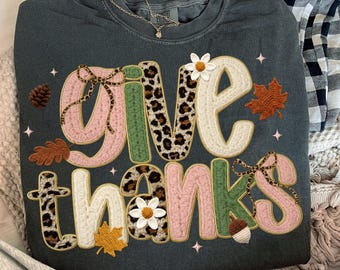 Faux Yarn Give Thanks Png Leopard Fall Give Thanks Coquette Latch Hook Yarn Crochet Png, Thankful PNG, faux yarn Thanksgiving Png