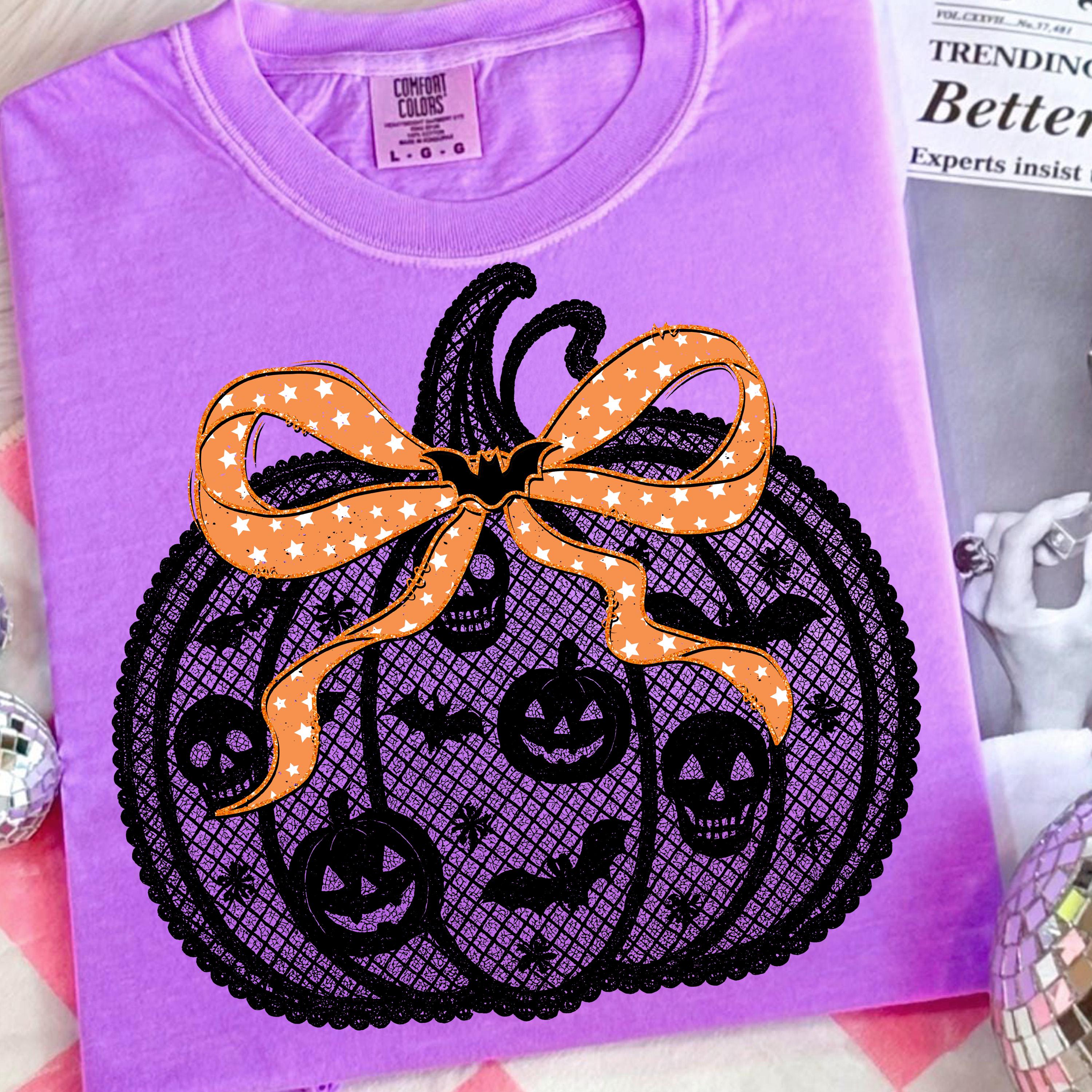 Black Lace Pumpkin Coquette PNG, Halloween Pumpkin Fall Png, Pumpkin ...