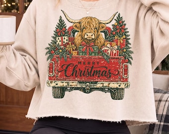 Highland Cow Christmas Png, Red Truck Christmas Png, Christmas Truck Png, Western Christmas Png, Farm Christmas Png, Country Christmas Png