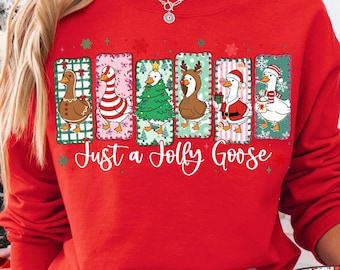 Just a Jolly Goose PNG, Funny Christmas Geese Sublimation, Santa Goose, Gingerbread Goose, Holiday Shirt Png, Festive Animal Clipart Png