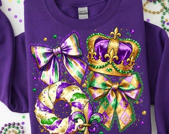 King Cake PNG,Mardi Gras Bow Design,Fat Tuesday Shirt PNG,Glitter King Cake Png,King Cake Season PNG,Fleur De Lis Clipart,King Cake Coquette