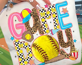 Preppy Game Day Softball Bow Glitter Png, Hey Batter Batter Swing Png, Softball Mom PNG, Sports, Girly Png, Home Run Png, Checkered, Leopard
