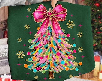 Bunt Glitzer Weihnachten Kokette Png, Preppy Frohe Weihnachten Png Design, Helle Farbe Weihnachten Kokette Bogen, Pinselstrich Weihnachten Png