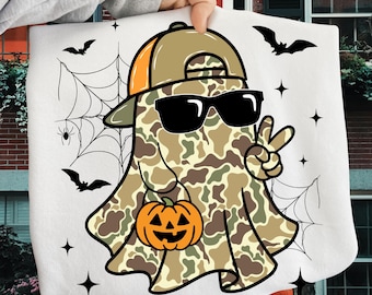 Fantasma de Halloween, chico espeluznante, PNG, fantasma de Halloween, gorra retro para niño, fantasma de camuflaje, PNG, temporada espeluznante, niños de camuflaje
