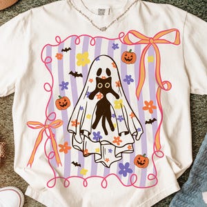 Cat Halloween Ghost Png, Preppy Halloween Spooky Png, Floral Coquette Spooky Png, Boho Halloween Png, Pastel Ghost Png, Halloween Shirt Png