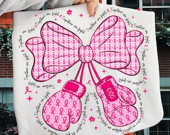 Preppy Pink Bow Boxing Gloves Png, Together We Fight Png, In October We Wear Pink Png, Coquette Breast Cancer Awareness Png, Pink Ribbon Png