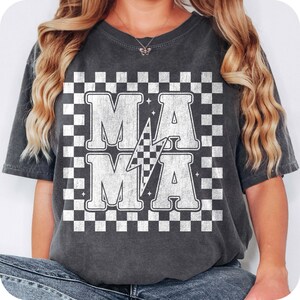 Mama Retro Checkered PNG, Retro Mama Png, Mothers Day, Mama shirt design Png, Retro Mama Checker Png, Mama lightning bolt png