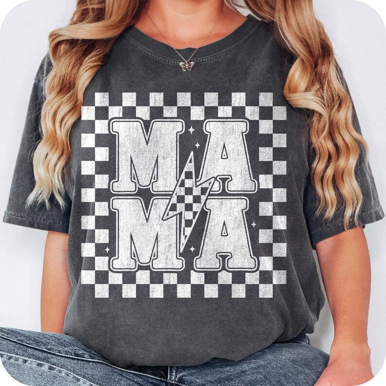 Mama Retro Checkered PNG, Retro Mama Png, Mothers Day, Mama shirt design Png, Retro Mama Checker Png, Mama lightning bolt png