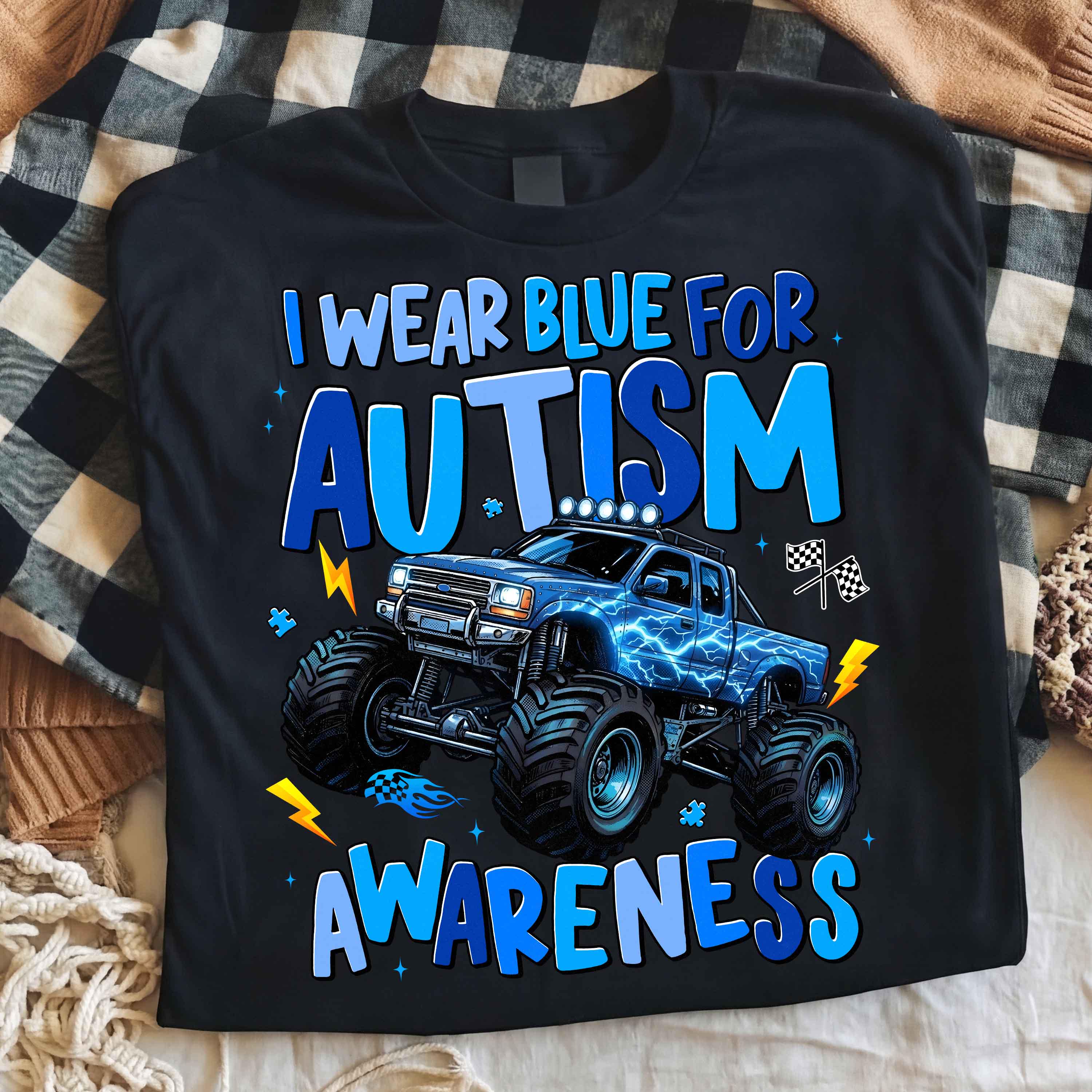 Monster Truck I Wear Blue for Autism Awareness Png, Kids Monster Truck ...