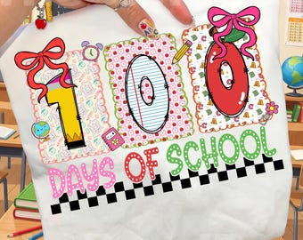 Happy 100 Days Of School png, School doodles png, Retro Teacher png, Colorful Pencil Coquette Png, School Teacher Png, Teacher 100 Days Png