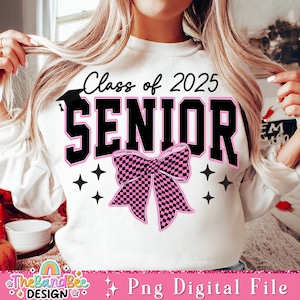 Retro Senior 2025 PNG, Class of 2025 Png, Coquette Senior 2025 Png, Graduation PNG, Retro Checkered Png, High school Senior Shirt Design