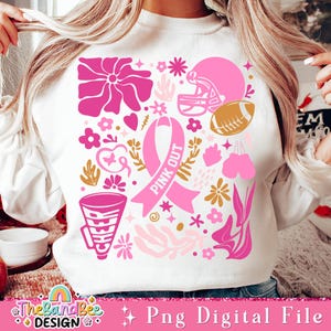 Breast Cancer Football Png, Breast Cancer Png, Boho Football Breast Cancer Png, Pink Ribbon Coquette Bow Png, Cancer Awareness Png