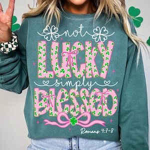 Not lucky simply blessed St Patrick&#39;s Day Coquette Png, St Patricks day png, St Patrick, St Pattys day png, Retro St Patrick day png