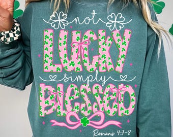 Not lucky simply blessed St Patrick's Day Coquette Png, St Patricks day png, St Patrick, St Pattys day png, Retro St Patrick day png