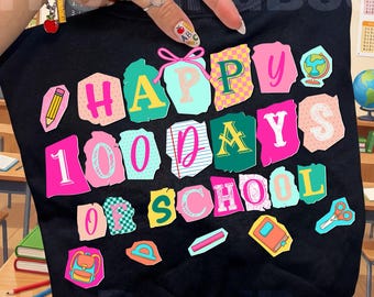 Happy 100 Days Of School png, School doodles png, Retro Teacher png, Colorful Pencil Coquette Png, School Teacher Png, Teacher 100 Days Png