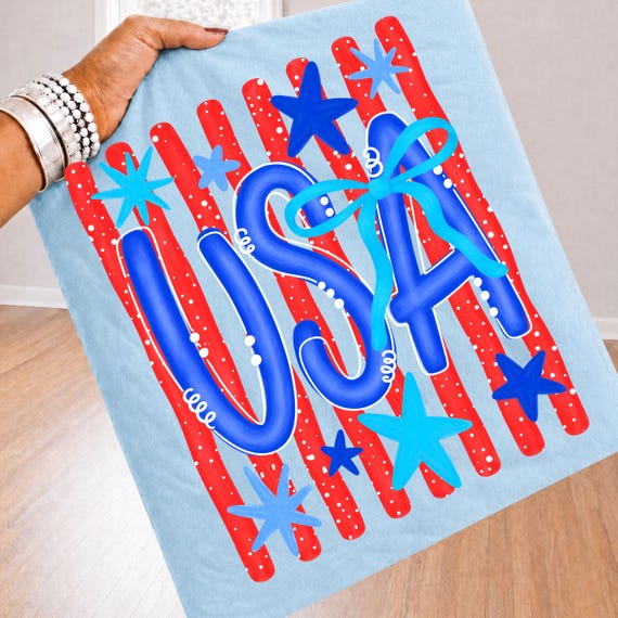 USA PNG, 4th of July Sublimation, Girly Patriotic Stripes Design, Stars and Stripes Digital Download