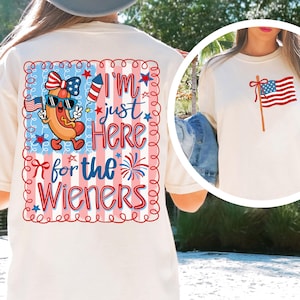 Ik ben hier voor wiener, grappige 4 juli png, Amerika hotdog png, Amerika VS png, hotdog png, girly 4 juli wiener shirtontwerp digitaal