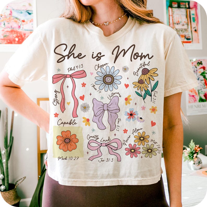 She is Mom Png, Christian Mama Png, Boho Floral Mama Png, Retro Mama Png, Bible Verses Png, Wildflower Mama Png, Mother’s Day Gift Png