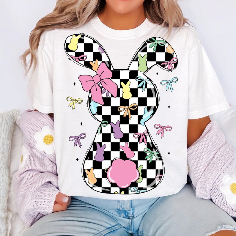 Retro Checkered Easter Coquette Bow Png, Easter Png, Easter Bow png, Easter Bunny Png, Easter shirt design, Bunny Png, Preppy Easter png