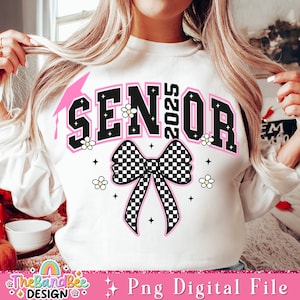 Retro Senior 2025 PNG, Class of 2025 Png, Coquette Senior 2025 Png, Graduation PNG, Retro Checkered Png, High school Senior Shirt Design