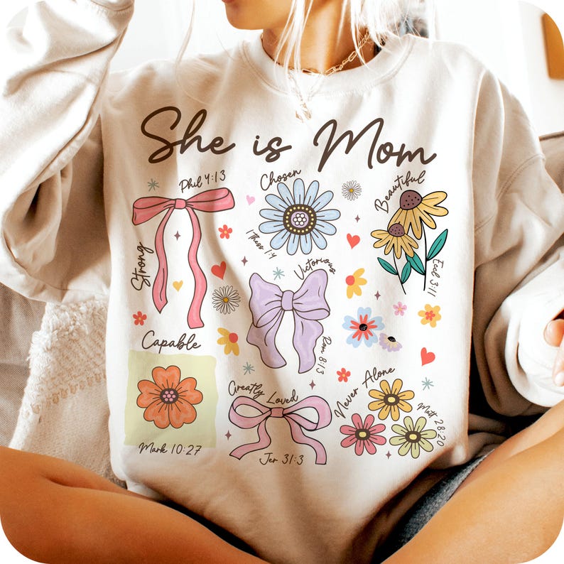 She is Mom Png, Christian Mama Png, Boho Floral Mama Png, Retro Mama Png, Bible Verses Png, Wildflower Mama Png, Mother’s Day Gift Png