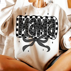 Retro Mama Checkered Bow Png, Mama Bow Png, Coquette Mama Leopard png, Mama Png, Black And White Mama, Mother’s Day Png
