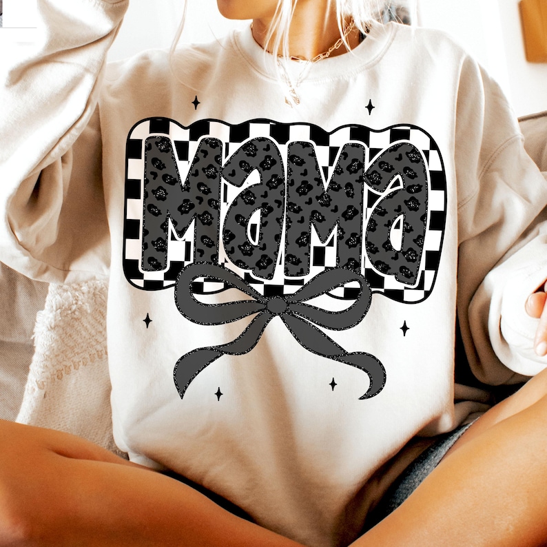 Retro Mama Checkered Bow Png, Mama Bow Png, Coquette Mama Leopard png, Mama Png, Black And White Mama, Mother’s Day Png