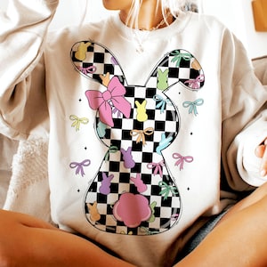 Retro Checkered Easter Coquette Bow Png, Easter Png, Easter Bow png, Easter Bunny Png, Easter shirt design, Bunny Png, Preppy Easter png
