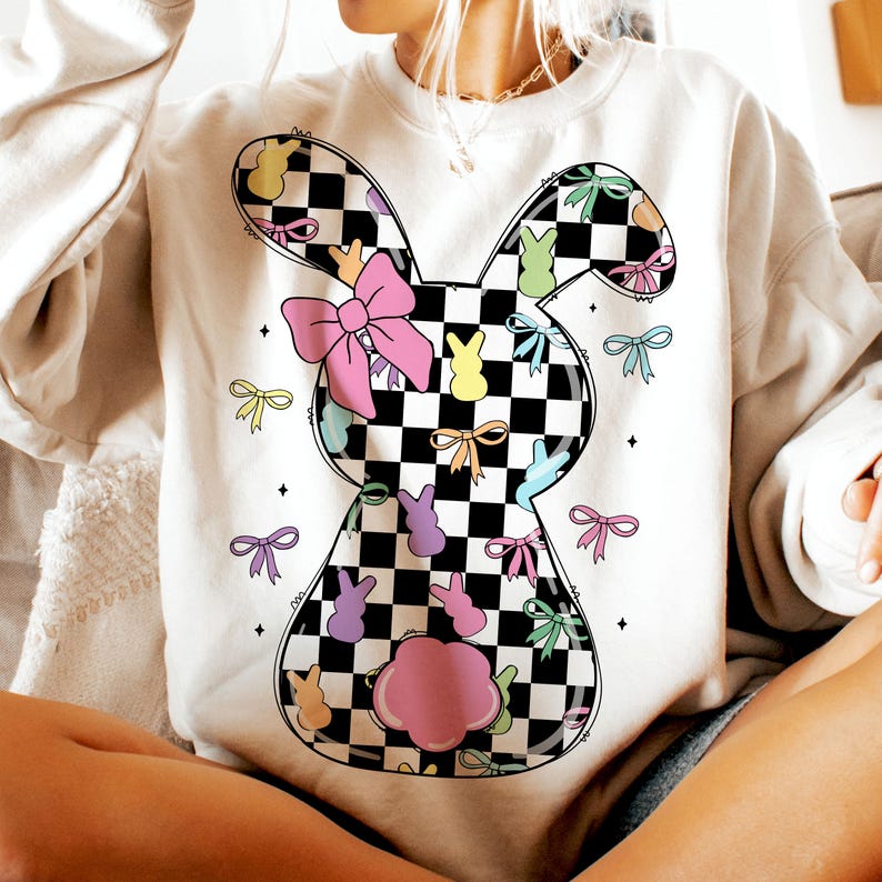 Retro Checkered Easter Coquette Bow Png, Easter Png, Easter Bow png, Easter Bunny Png, Easter shirt design, Bunny Png, Preppy Easter png