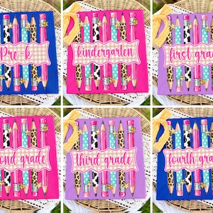 Lot de png pour le niveau scolaire, png, crayon rose, préscolaire maternelle, première année, retour à l'école png, vache léopard crayon png, année scolaire pour filles image 1