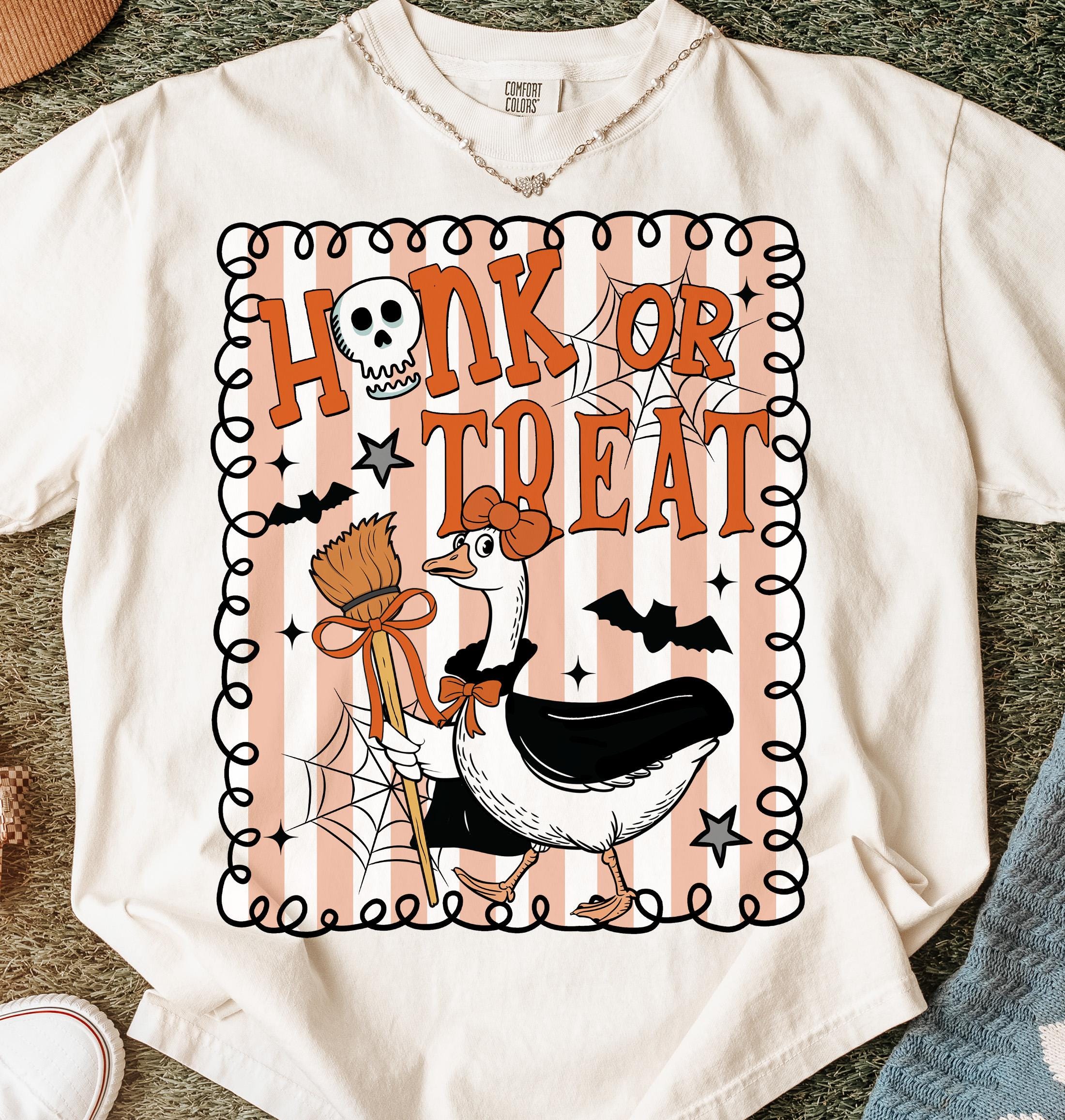 Honk or Treat Halloween Goose PNG, Cute Goose Witchy Halloween Png Design, Fall Shirt Png,  Spooky Goose png, Halloween Sublimation Png