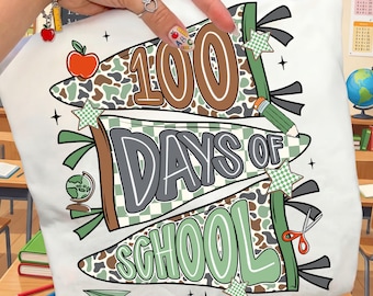 Preppy 100 días de escuela PNG, Camo felices 100 días PNG, 100 días de escuela, Maestro 100 días PNG, Niños niñas escuela PNG, Descarga digital