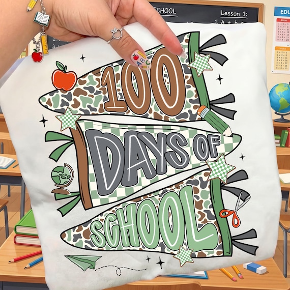 Preppy 100 Days of School PNG, Camo happy 100 days png, 100 school days, Teacher 100 Days Png, Boys Girls school png, Digital Download