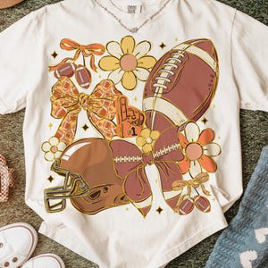 Football Coquette PNG, Game Day Football PNG, Preppy Football Shirt Design, Glitter Football Mama Sublimation, Football Bow Png