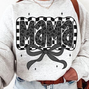 Retro Mama Checkered Bow Png, Mama Bow Png, Coquette Mama Leopard png, Mama Png, Black And White Mama, Mother’s Day Png