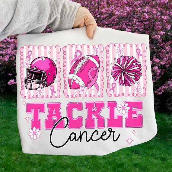 Football Tackle Cancer png, Pink Out Breast Cancer Png, Preppy Game Day Png, Breast Cancer Awareness PNG, Coquette Pink Ribbon Png