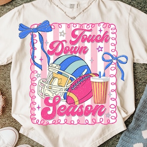 Preppy Football Touchdown Season Png, Football Coquette Png, Game Day Shirt Design, Football Mama Png, Autumn Football Sublimation