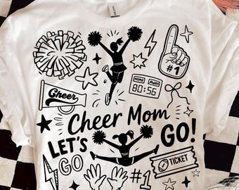 Cheer Mom PNG, Doodle Cheer png, Cheer Mama png, Instant Digital Download, Doodle Art Cheer Mom Png, Football Game day Shirt png, Cheer Moms