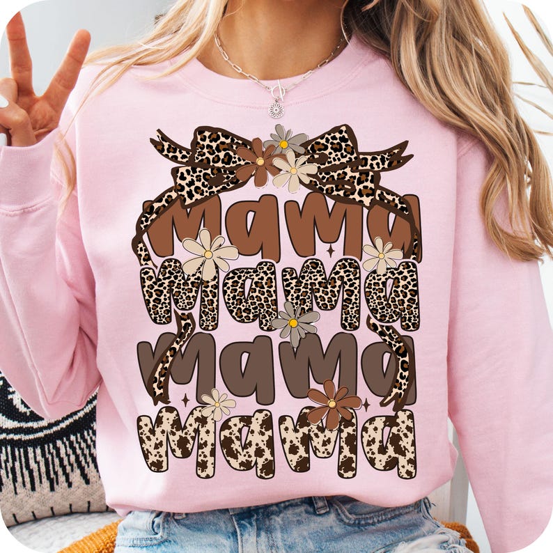 Retro Mama Coquette Flower PNG, Boho Mama png, Mother's Day Png, Mama png, Leopard Mama png, Mama Bow Png Sublimation Design, Mama Gifts