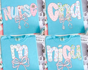 Preppy verpleegster coquette-bundel png, NICU png, RN png, CNA png, verpleegkundige bloemen png, preppy verpleegkundige png, sublimatie verpleegkundige, verpleegkundige shirt png