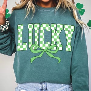 Retro Checkered Lucky St Patrick&#39;s Day Coquette Png, St Patricks day png, Lucky png, St Patrick, St Pattys day png, Retro St Patrick day png
