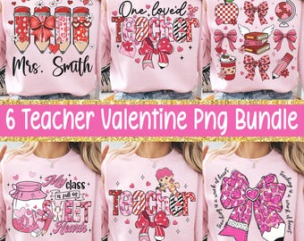 Teacher Valentine Bundles Png, Teacher Valentine Png, Valentine Png, Teacher Coquette Bow Png, Valentine Teacher Png, Retro Teacher Png