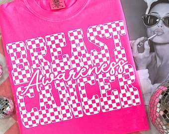 Checkered Breast Cancer Png, in October We Wear Pink Png, Breast Cancer Awareness Shirt Png, Breast Cancer Png, Pink Cancer Shirt Png