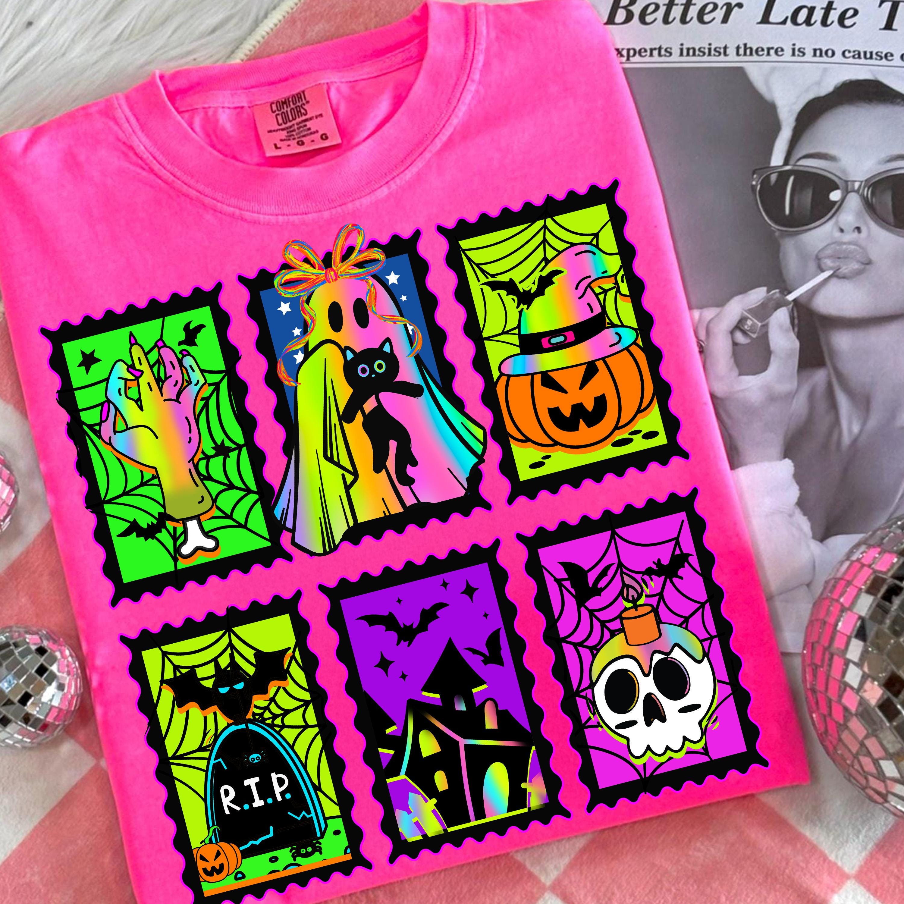 Neon Halloween Png, Retro Spooky Season Png, Boo Ghost Coquette Png, Pumpkin Halloween Png, Preppy Halloween Png, Retro Halloween Ghosts